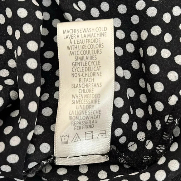 MAX STUDIO Ruffled Polka Dot Blouse Elastic Waist Bow  Tie, Size L - Picture 11 of 11